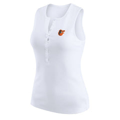 Baltimore Orioles WEAR by Erin Andrews Women's Rib-Knit Henley Tank Top - White