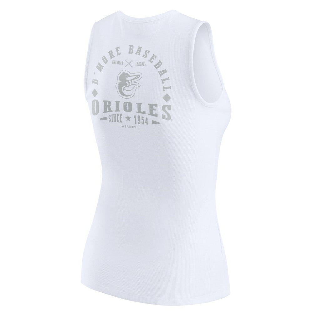 Baltimore Orioles WEAR by Erin Andrews Women's Rib-Knit Henley Tank Top - White