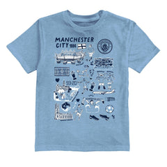 Manchester City Vive La Fete Youth Impressions Artwork T-Shirt - Sky Blue for sale