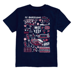 Barcelona Vive La Fete Youth Impressions Artwork T-Shirt - Navy discount
