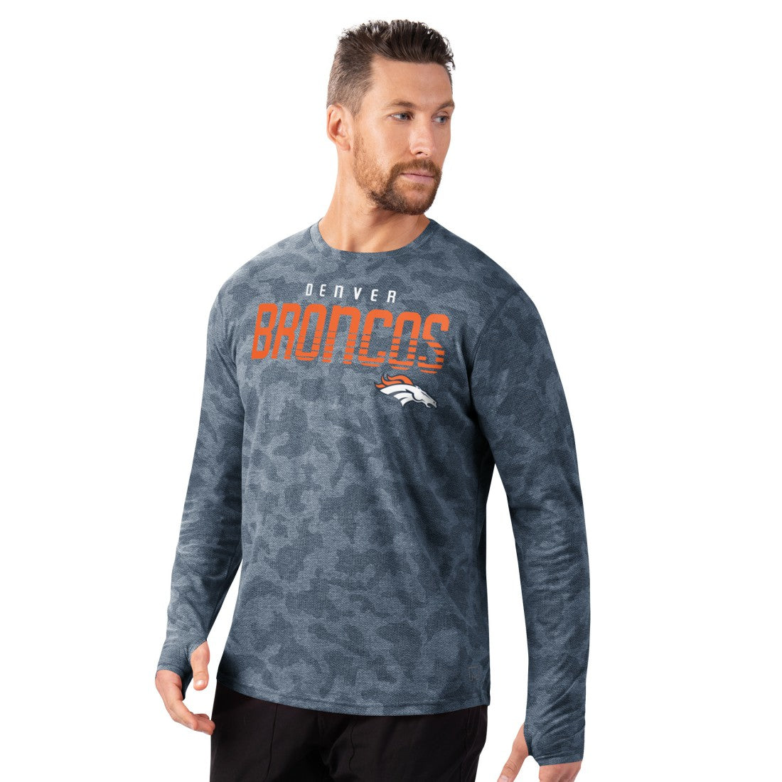 Denver Broncos MSX by Michael Strahan Performance Camo Long Sleeve T-Shirt - Navy online