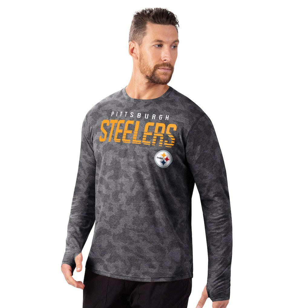 Pittsburgh Steelers MSX by Michael Strahan Performance Camo Long Sleeve T-Shirt - Black outlet