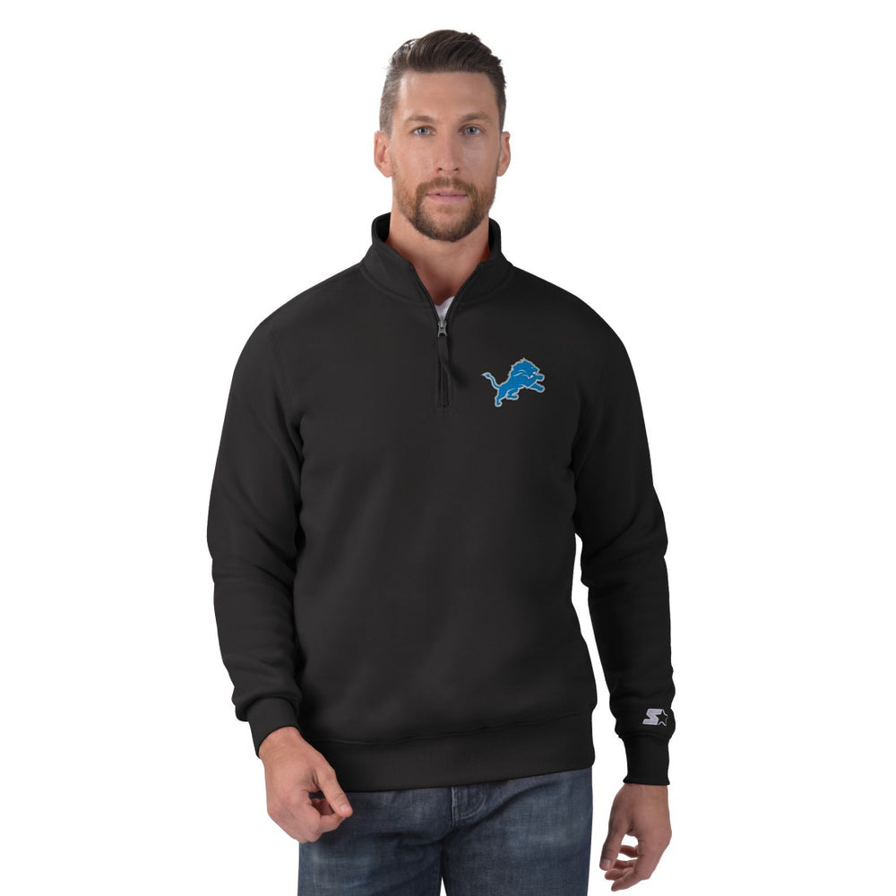 Detroit Lions Starter Classic Quarter-Zip Pullover Sweatshirt - Black sale