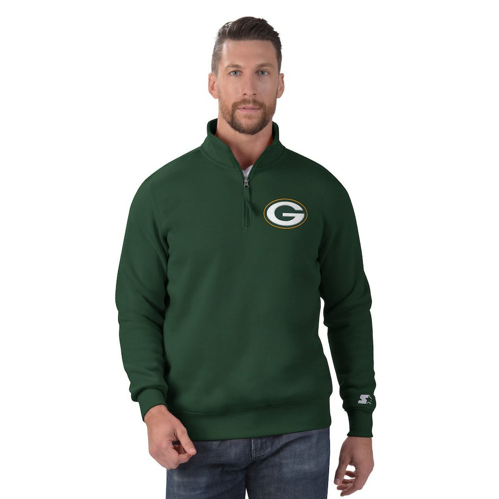 Green Bay Packers Starter Classic Quarter-Zip Pullover Sweatshirt - Green on sale