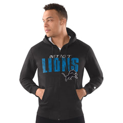 Detroit Lions Starter Distressed Classic Full-Zip Hoodie - Black discount