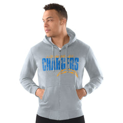 Los Angeles Chargers Starter Distressed Classic Full-Zip Hoodie - Heather Gray sale