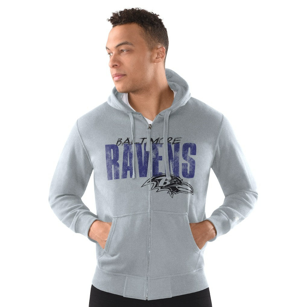 Baltimore Ravens Starter Distressed Classic Full-Zip Hoodie - Heather Gray online