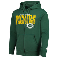 Green Bay Packers Starter Distressed Classic Full-Zip Hoodie - Green on sale