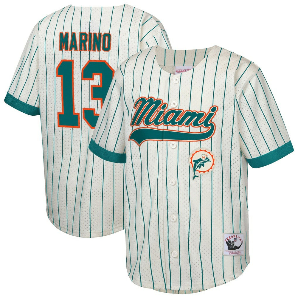 Dan Marino Miami Dolphins Youth Retired Player Name & Number Baseball Jersey - Cream sale