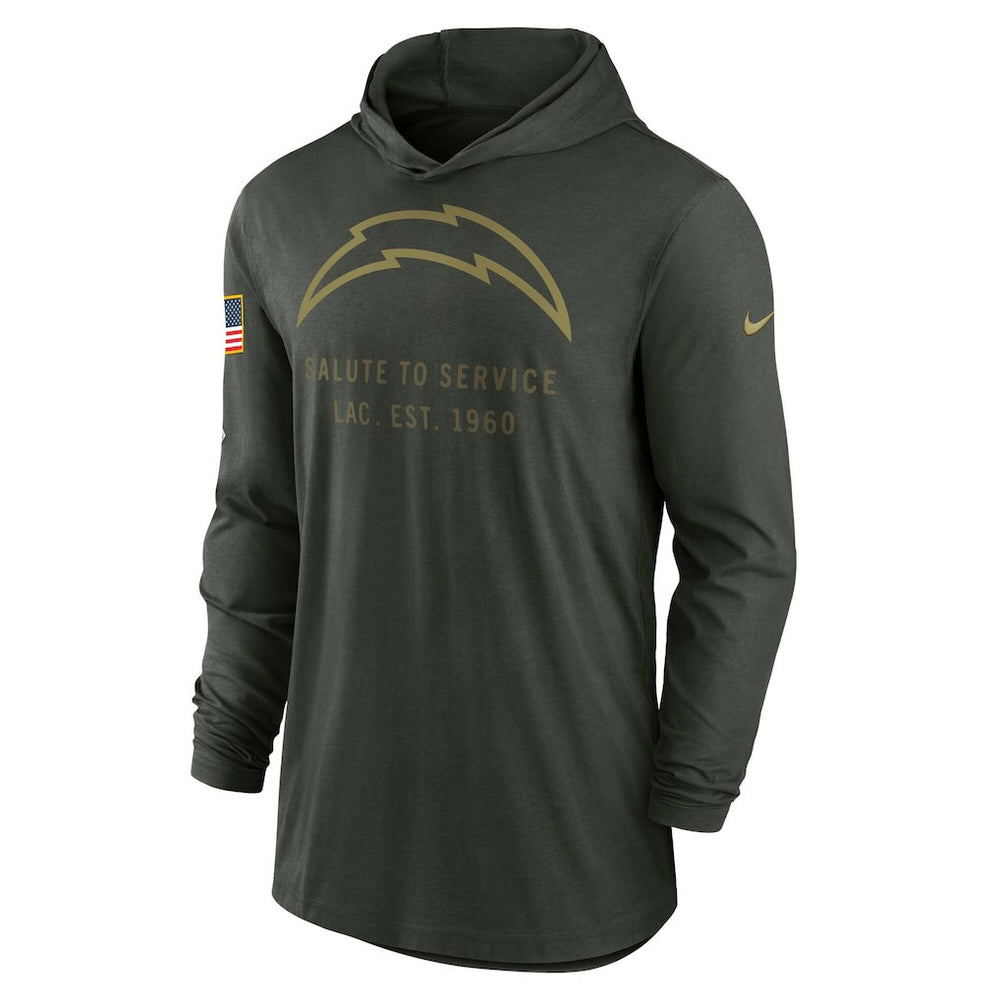 Los Angeles Chargers 2025 Salute to Service Sideline Dri-FIT Lightweight Hooded Pullover - Forest Green | Nike discount