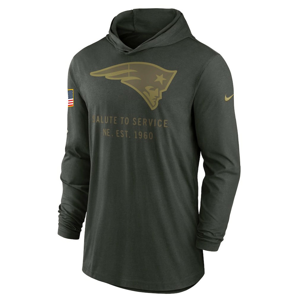 New England Patriots 2025 Salute to Service Sideline Dri-FIT Lightweight Hooded Pullover - Forest Green | Nike discount