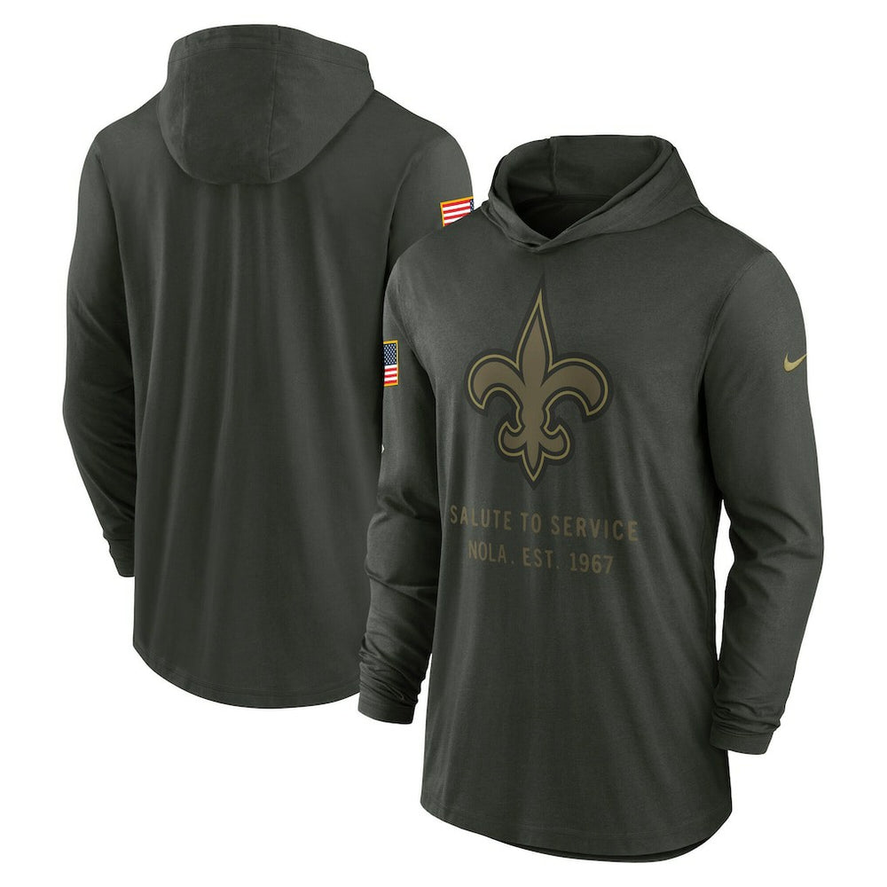 New Orleans Saints 2025 Salute to Service Sideline Dri-FIT Lightweight Hooded Pullover - Forest Green | Nike for sale