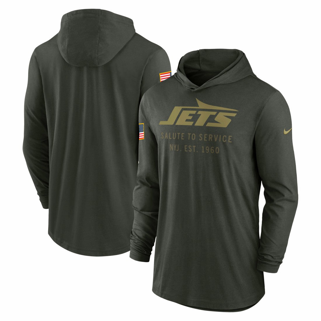 New York Jets 2025 Salute to Service Sideline Dri-FIT Lightweight Hooded Pullover - Forest Green | Nike discount
