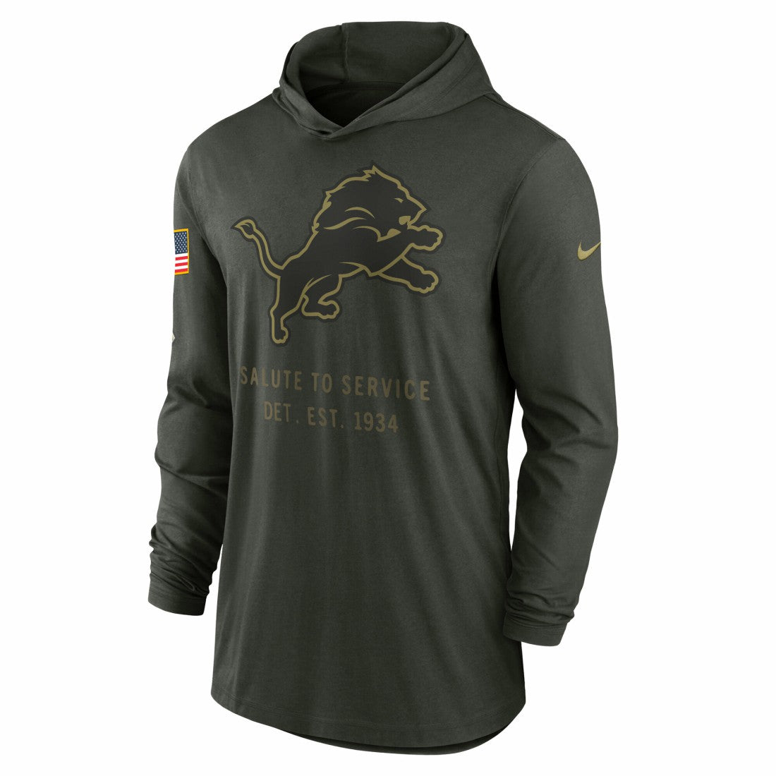 Detroit Lions 2025 Salute to Service Sideline Dri-FIT Lightweight Hooded Pullover - Forest Green | Nike online