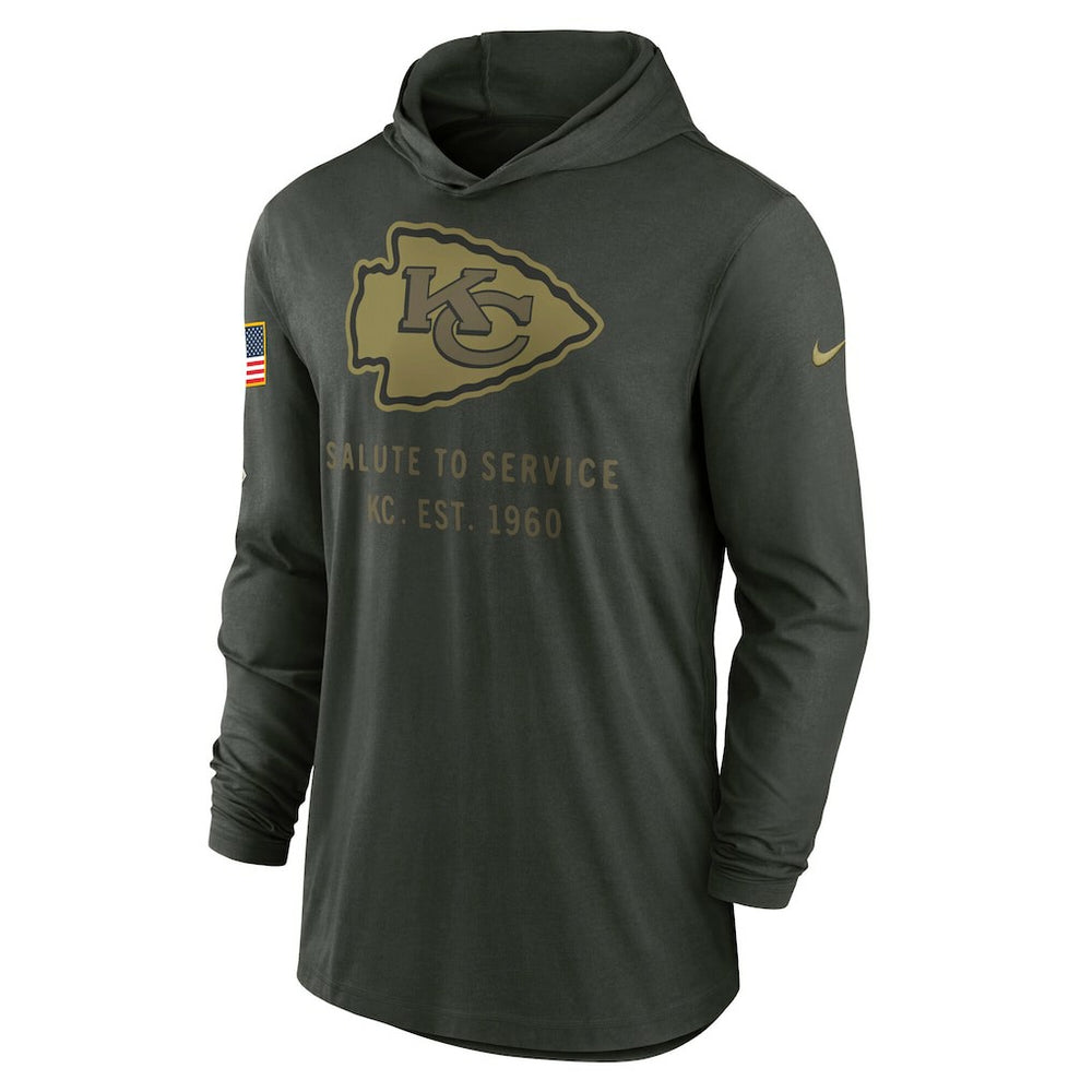 Kansas City Chiefs 2025 Salute to Service Sideline Dri-FIT Lightweight Hooded Pullover - Forest Green | Nike outlet
