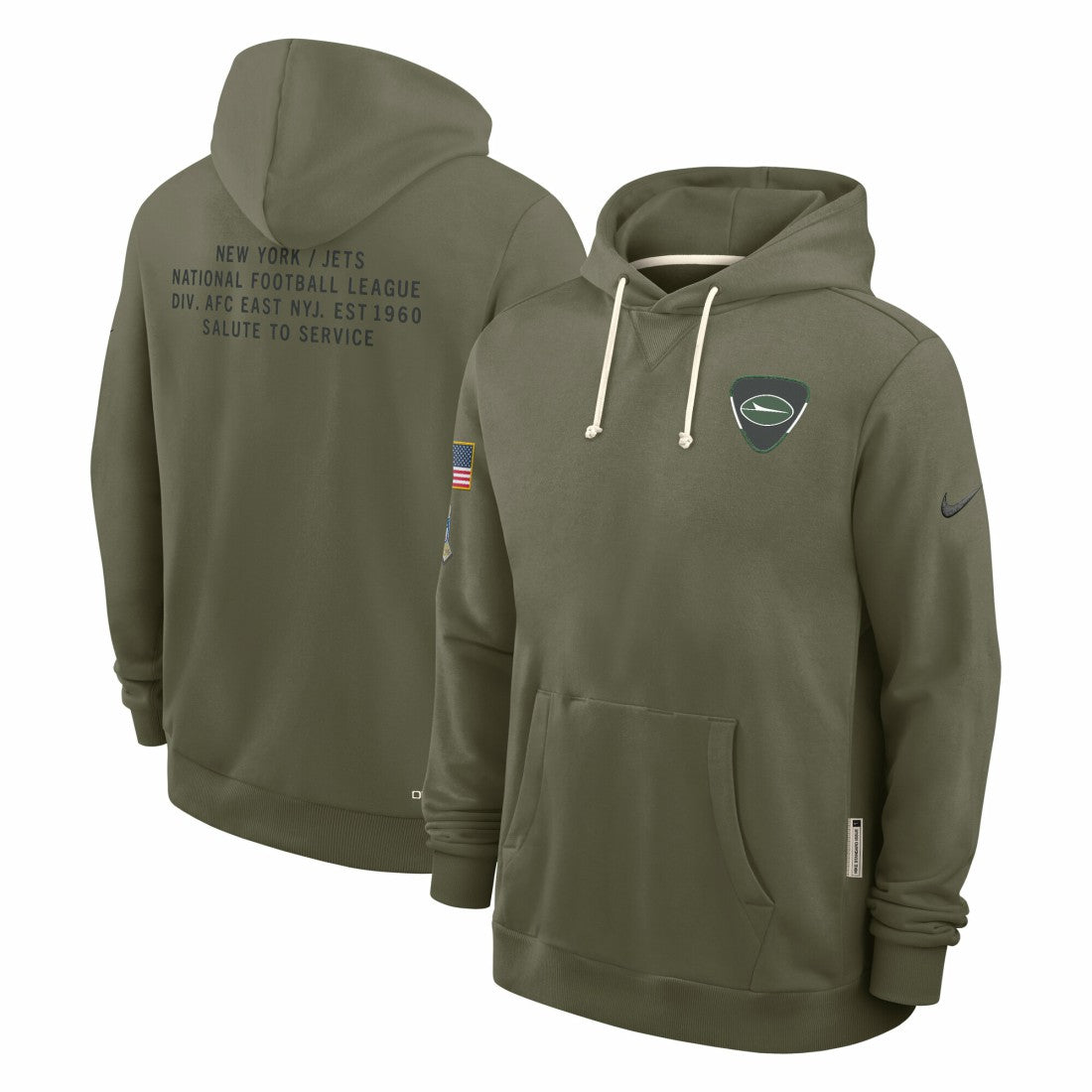 New York Jets 2025 Salute to Service Sideline Standard Issue Dri-FIT Hoodie - Olive | Nike for sale