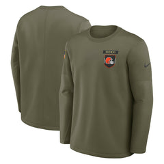 Cleveland Browns 2025 Salute to Service Sideline Coaches Therma-FIT Long Sleeve Shirt - Olive | Nike on sale