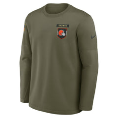 Cleveland Browns 2025 Salute to Service Sideline Coaches Therma-FIT Long Sleeve Shirt - Olive | Nike on sale