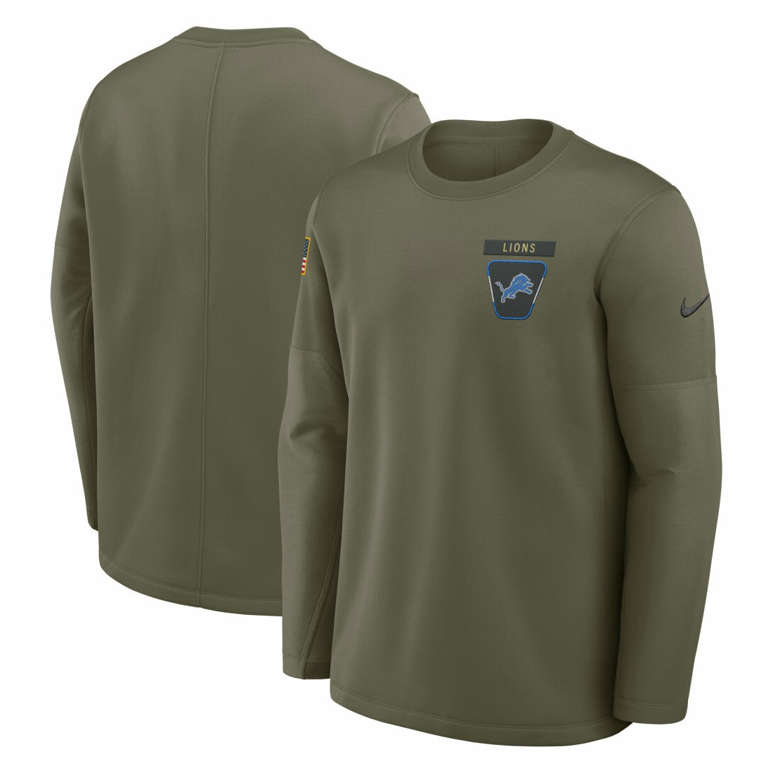 Detroit Lions 2025 Salute to Service Sideline Coaches Therma-FIT Long Sleeve Shirt - Olive | Nike on sale