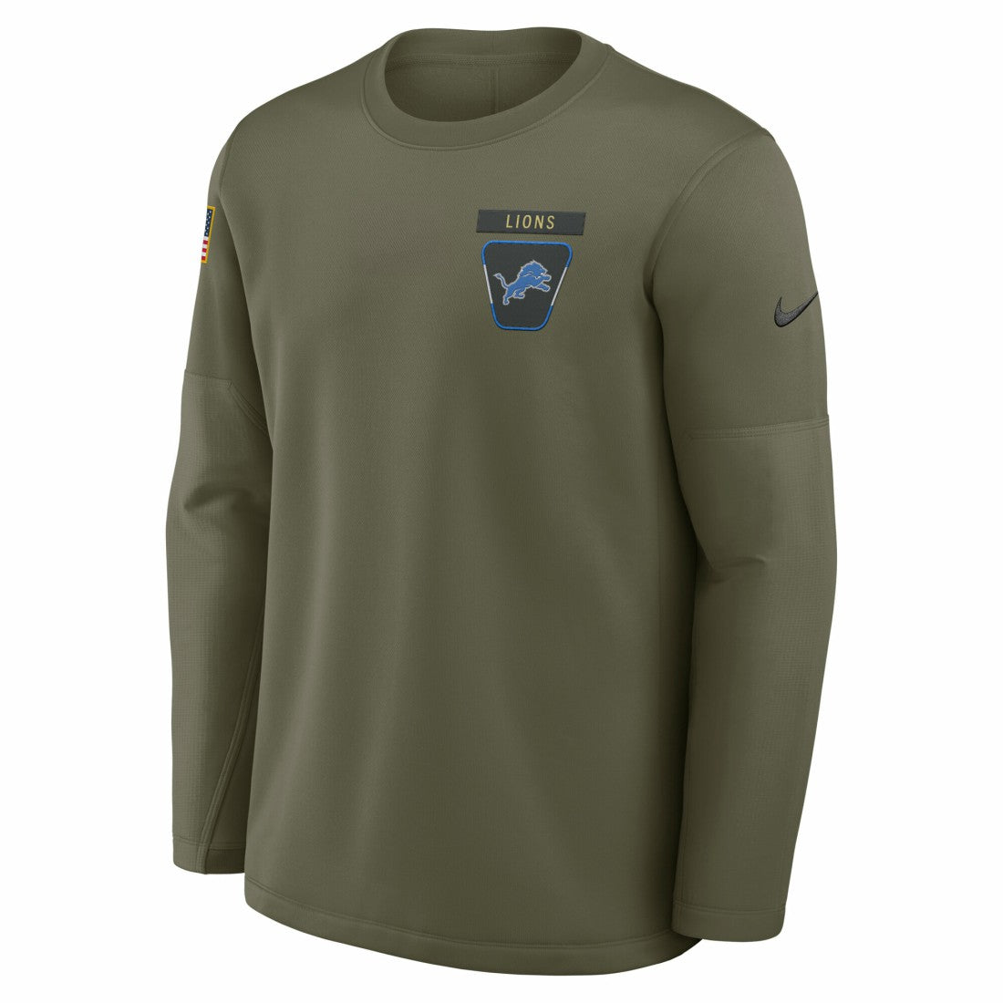 Detroit Lions 2025 Salute to Service Sideline Coaches Therma-FIT Long Sleeve Shirt - Olive | Nike on sale