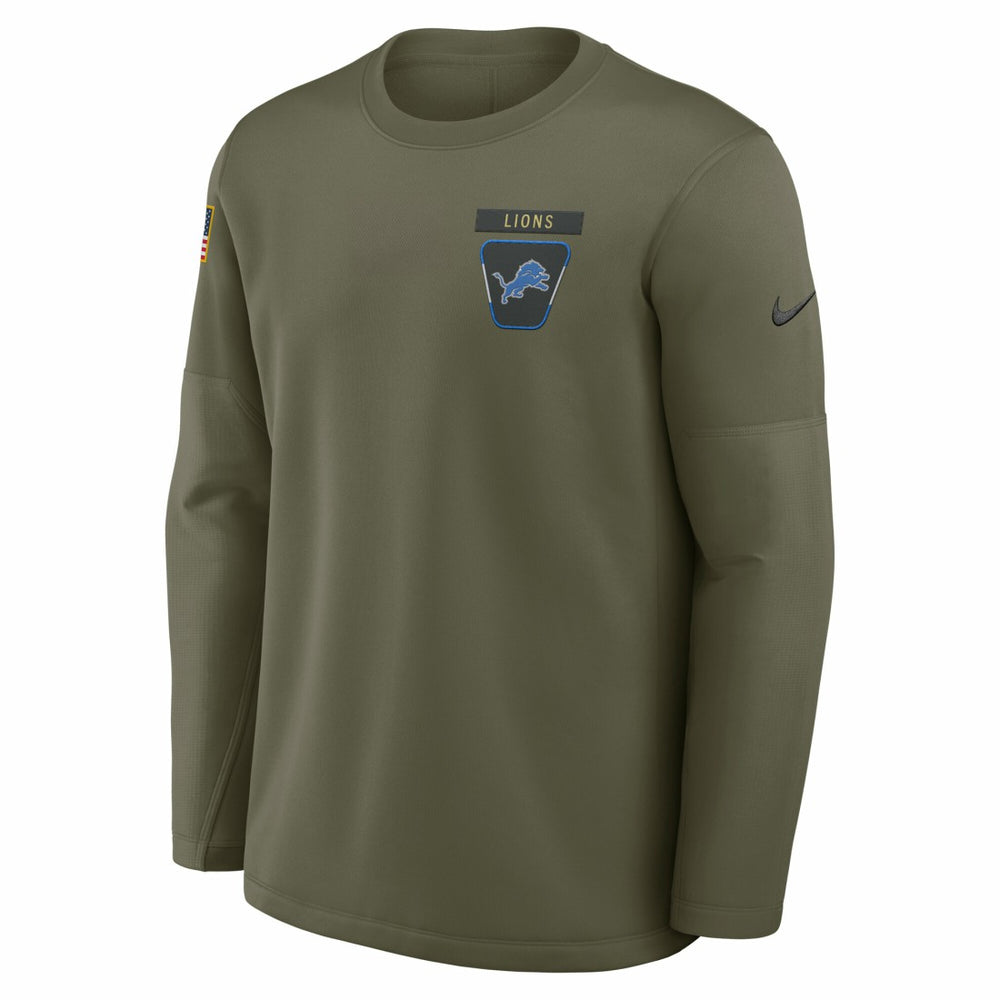 Detroit Lions 2025 Salute to Service Sideline Coaches Therma-FIT Long Sleeve Shirt - Olive | Nike on sale