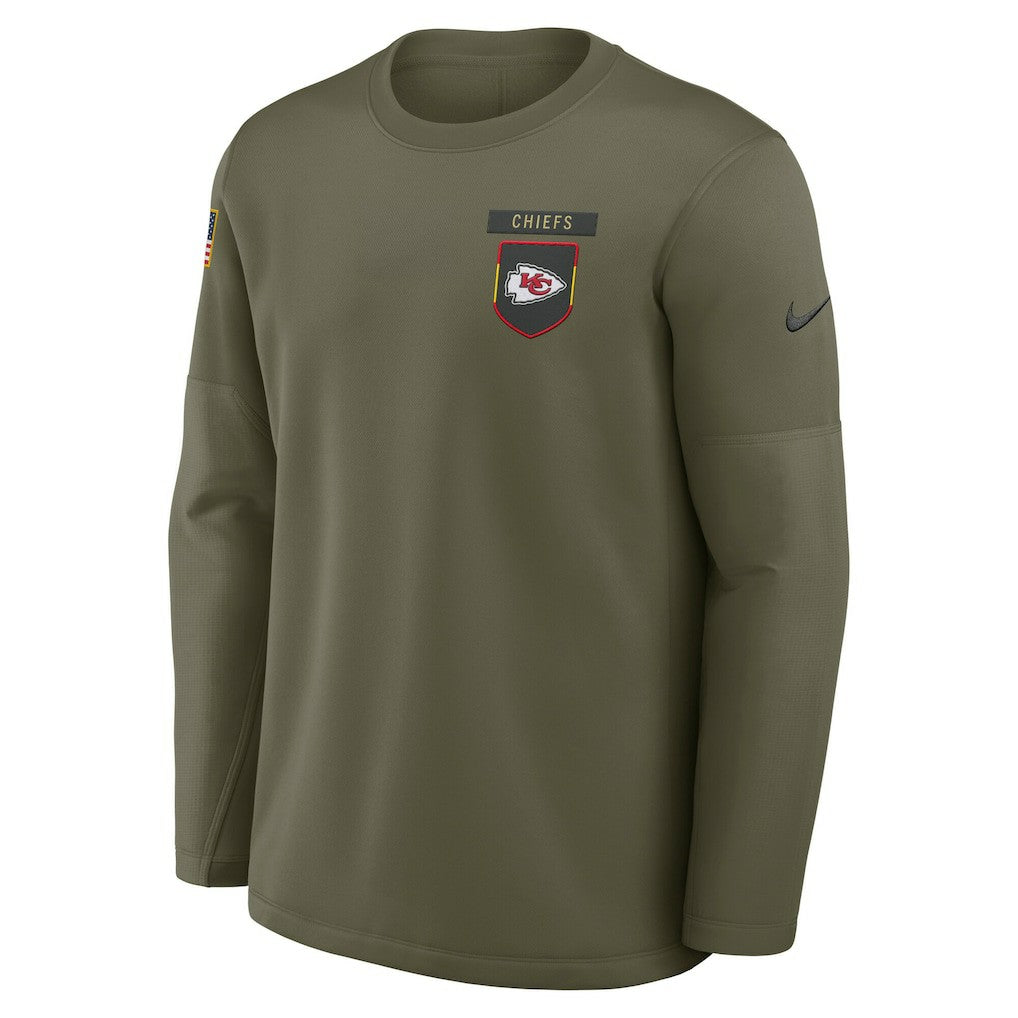 Kansas City Chiefs 2025 Salute to Service Sideline Coaches Therma-FIT Long Sleeve Shirt - Olive | Nike online