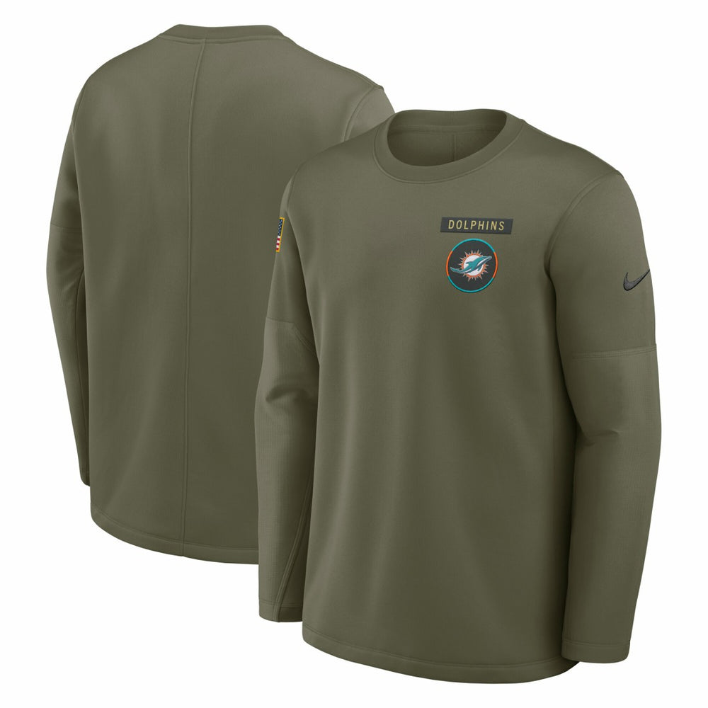 Miami Dolphins 2025 Salute to Service Sideline Coaches Therma-FIT Long Sleeve Shirt - Olive | Nike on sale