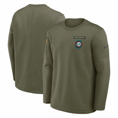 Miami Dolphins 2025 Salute to Service Sideline Coaches Therma-FIT Long Sleeve Shirt - Olive | Nike on sale