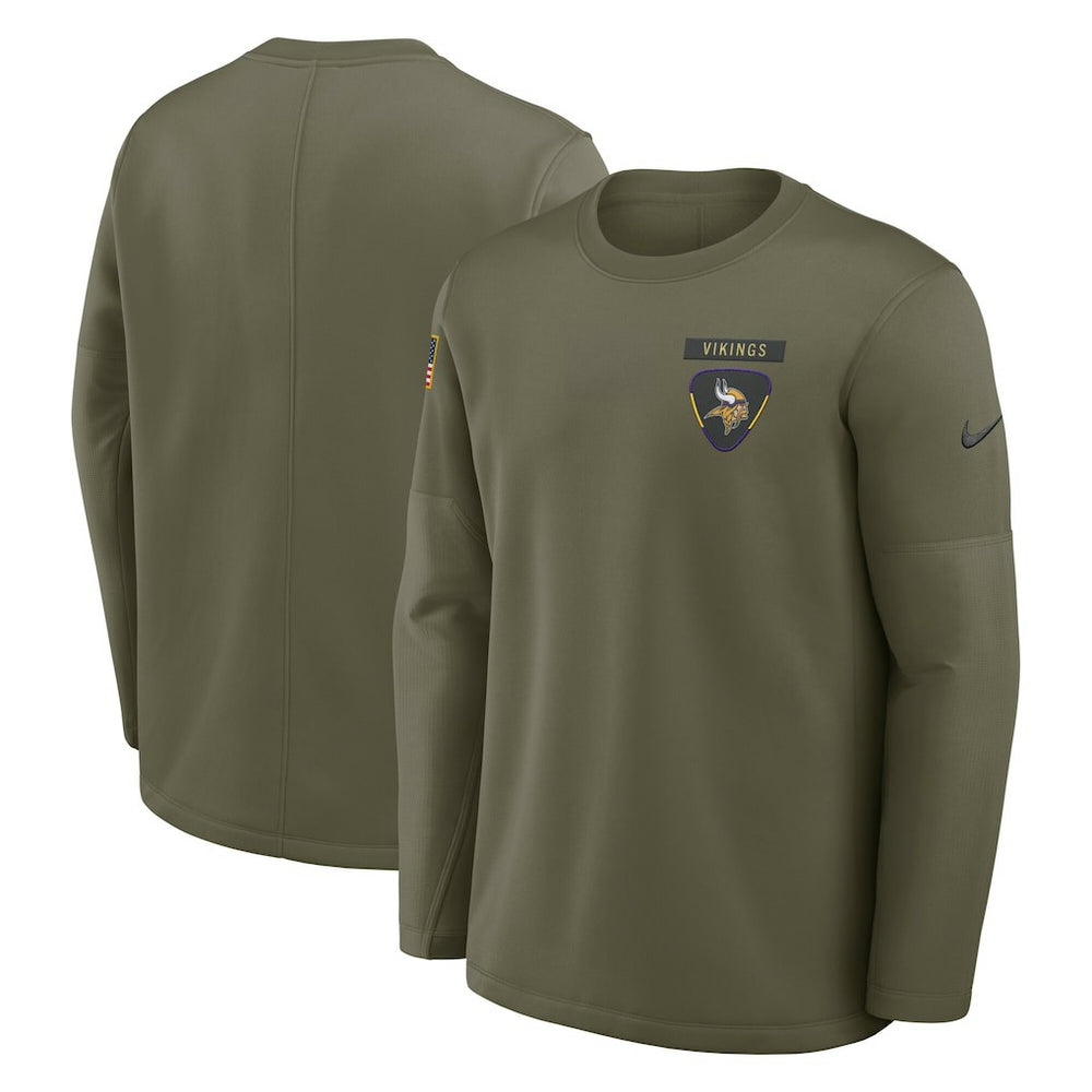 Minnesota Vikings 2025 Salute to Service Sideline Coaches Therma-FIT Long Sleeve Shirt - Olive | Nike on sale
