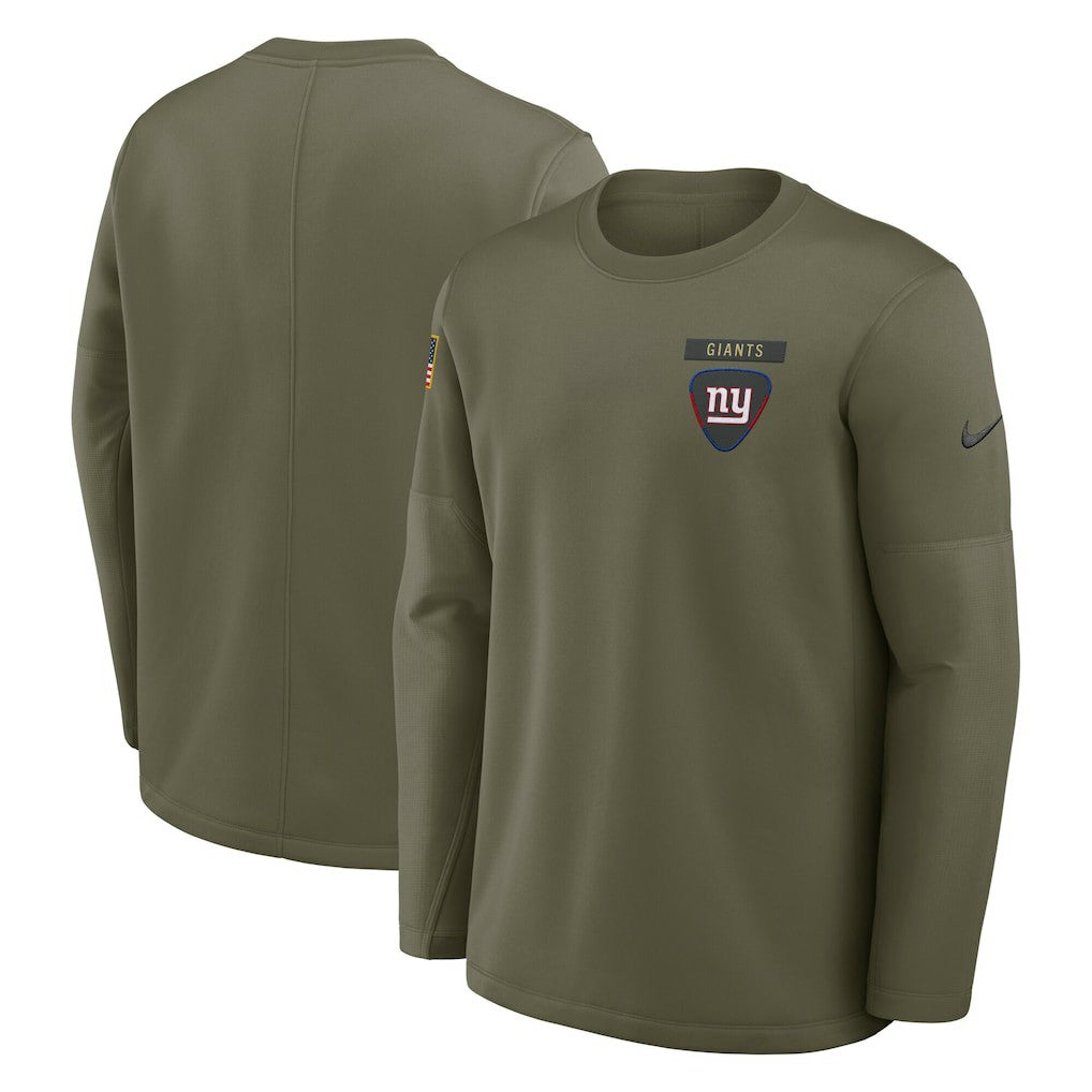 New York Giants 2025 Salute to Service Sideline Coaches Therma-FIT Long Sleeve Shirt - Olive | Nike outlet