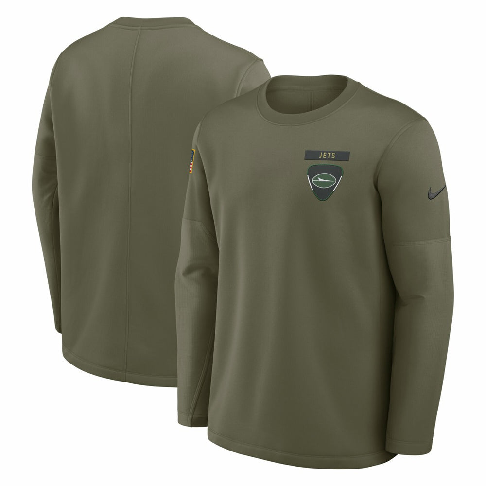 New York Jets 2025 Salute to Service Sideline Coaches Therma-FIT Long Sleeve Shirt - Olive | Nike online