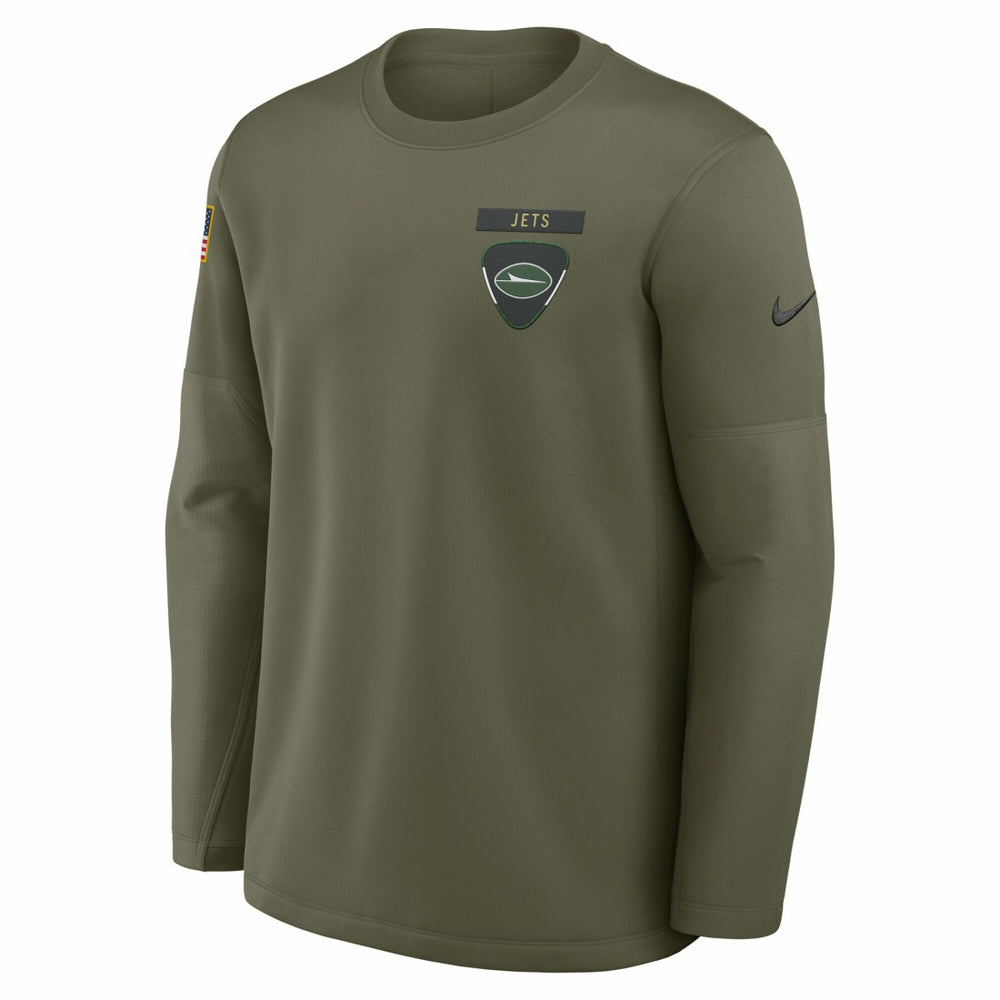 New York Jets 2025 Salute to Service Sideline Coaches Therma-FIT Long Sleeve Shirt - Olive | Nike online