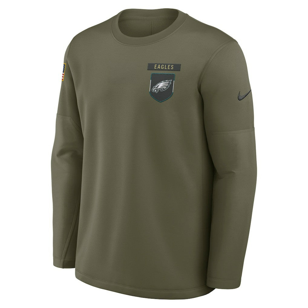Philadelphia Eagles 2025 Salute to Service Sideline Coaches Therma-FIT Long Sleeve Shirt - Olive | Nike on sale