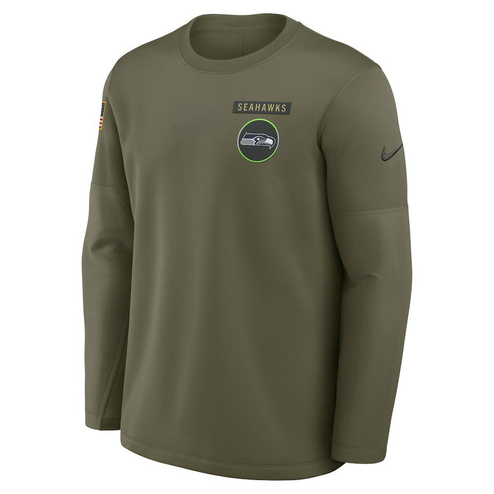 Seattle Seahawks 2025 Salute to Service Sideline Coaches Therma-FIT Long Sleeve Shirt - Olive | Nike outlet