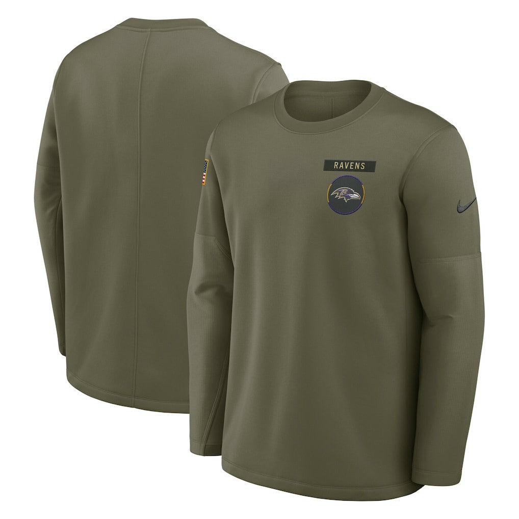 Baltimore Ravens 2025 Salute to Service Sideline Coaches Therma-FIT Long Sleeve Shirt - Olive | Nike for sale