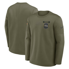 Baltimore Ravens 2025 Salute to Service Sideline Coaches Therma-FIT Long Sleeve Shirt - Olive | Nike for sale