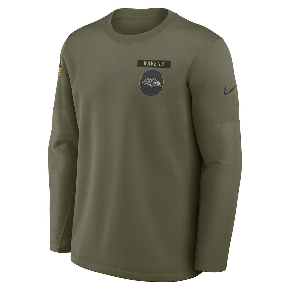 Baltimore Ravens 2025 Salute to Service Sideline Coaches Therma-FIT Long Sleeve Shirt - Olive | Nike for sale