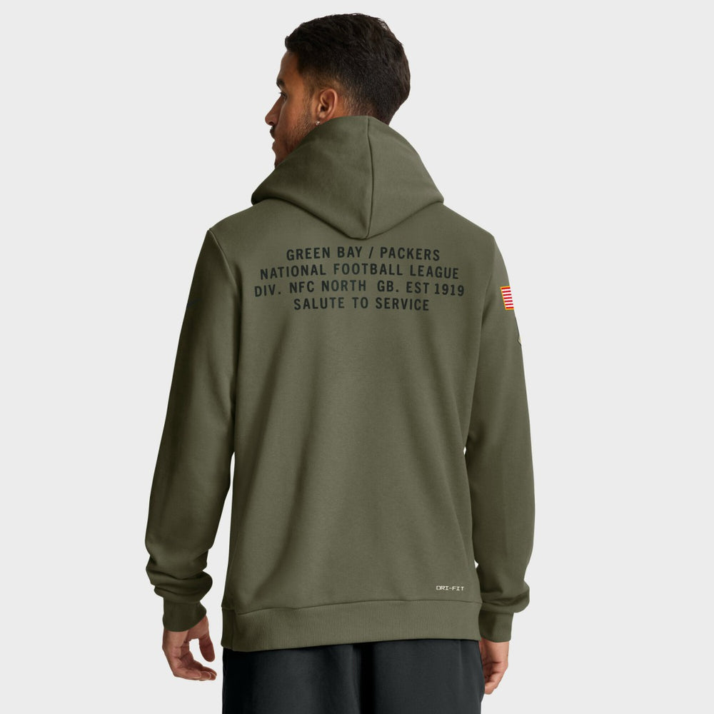 Green Bay Packers Big & Tall 2025 Salute to Service Sideline Dominant Force Dri-FIT Hoodie - Olive | Nike on sale