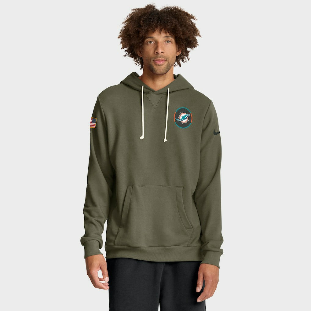 Miami Dolphins Big & Tall 2025 Salute to Service Sideline Dominant Force Dri-FIT Hoodie - Olive | Nike for sale