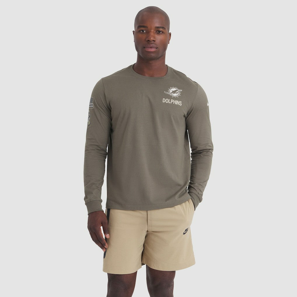 Miami Dolphins 2025 Salute to Service Sideline Long Sleeve T-Shirt - Olive | Nike on sale