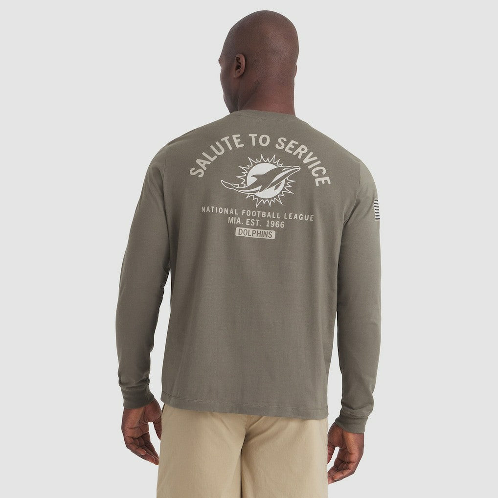Miami Dolphins 2025 Salute to Service Sideline Long Sleeve T-Shirt - Olive | Nike on sale