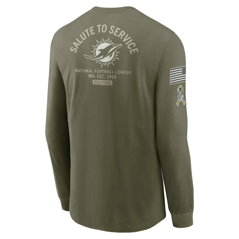 Miami Dolphins 2025 Salute to Service Sideline Long Sleeve T-Shirt - Olive | Nike on sale