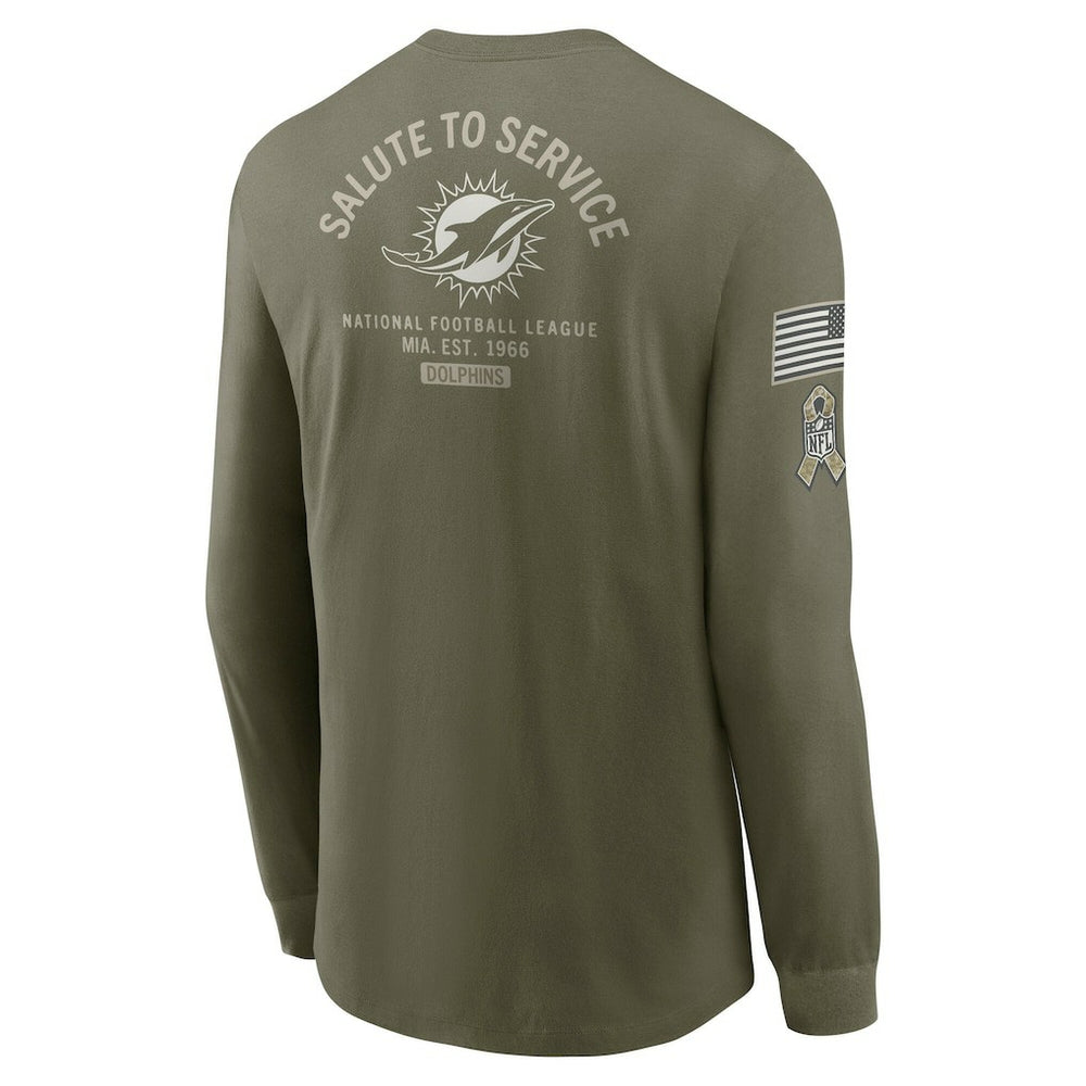 Miami Dolphins 2025 Salute to Service Sideline Long Sleeve T-Shirt - Olive | Nike on sale