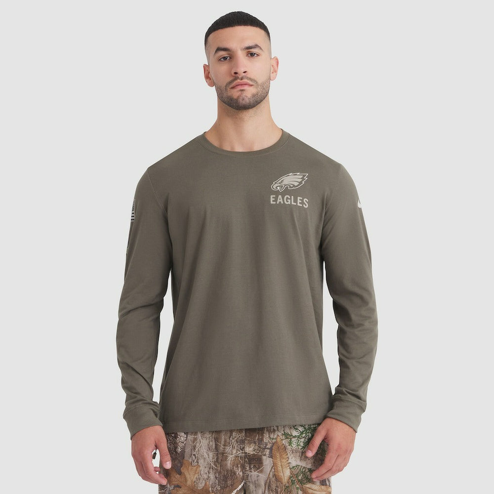 Philadelphia Eagles 2025 Salute to Service Sideline Long Sleeve T-Shirt - Olive | Nike for sale