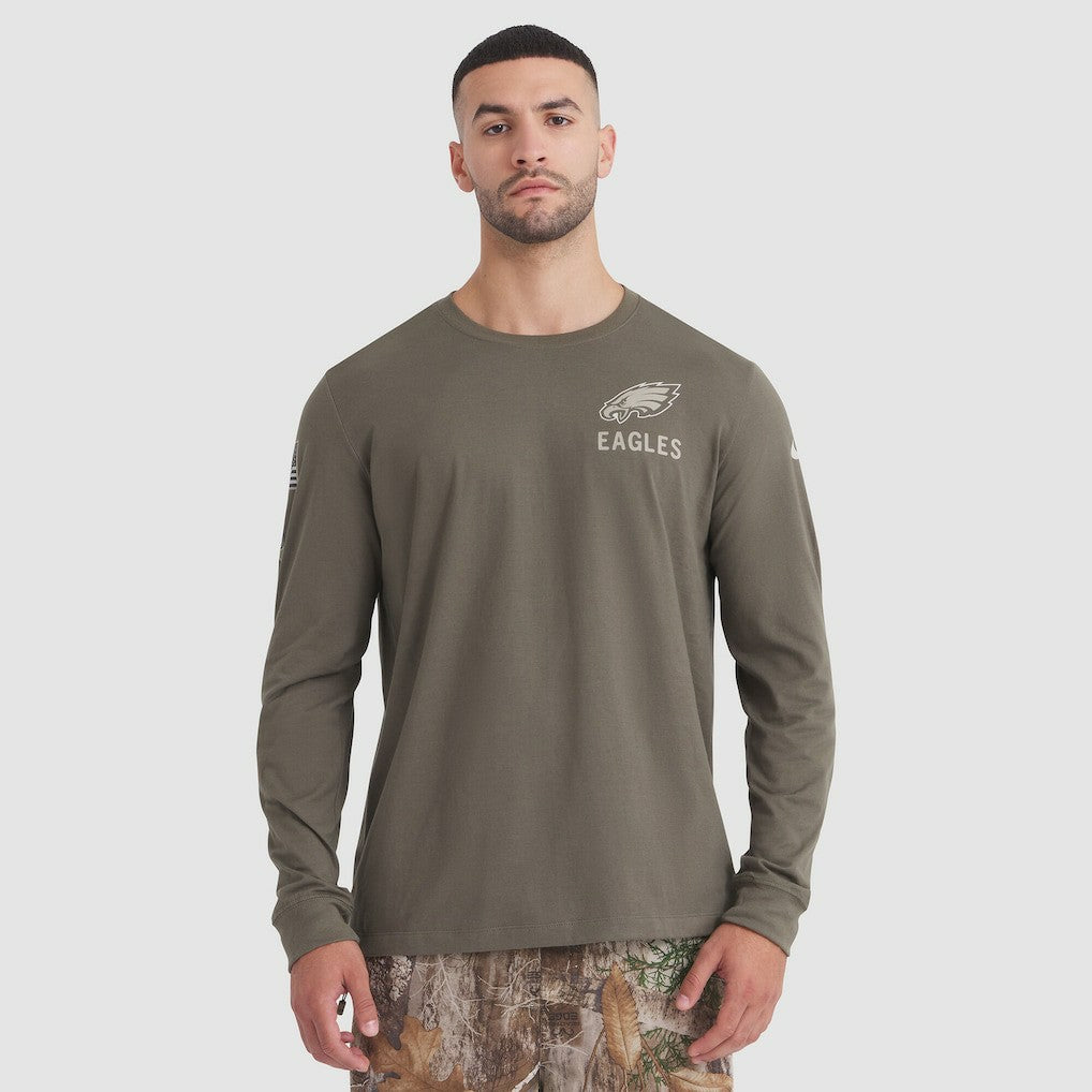 Philadelphia Eagles 2025 Salute to Service Sideline Long Sleeve T-Shirt - Olive | Nike for sale
