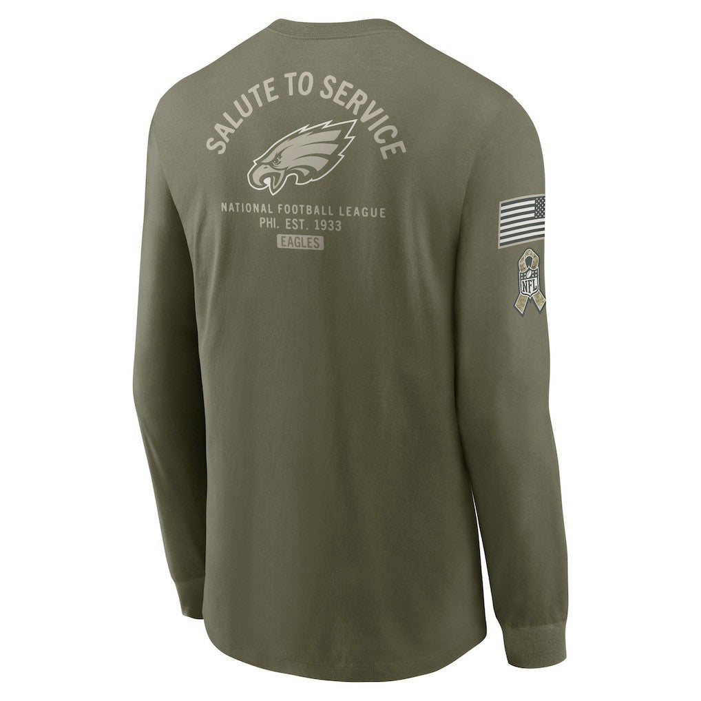 Philadelphia Eagles 2025 Salute to Service Sideline Long Sleeve T-Shirt - Olive | Nike for sale