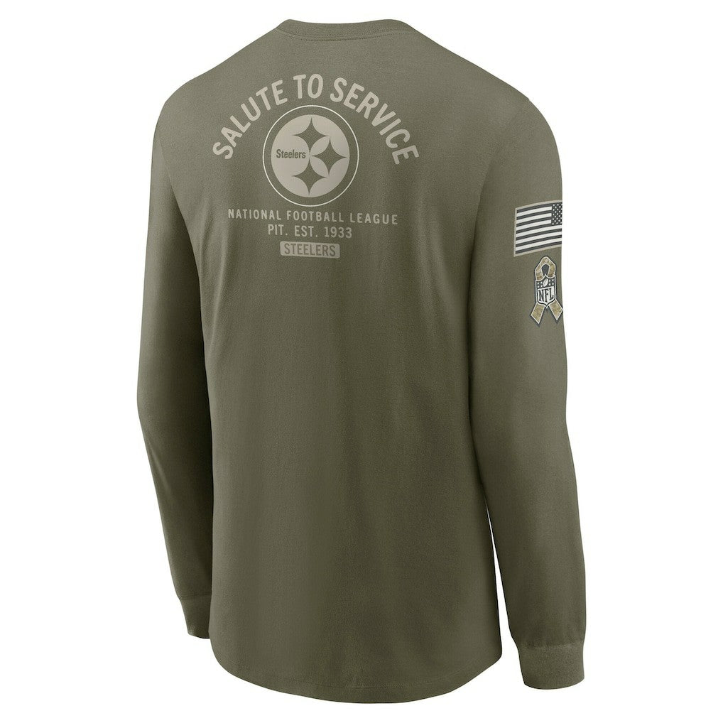 Pittsburgh Steelers 2025 Salute to Service Sideline Long Sleeve T-Shirt - Olive | Nike outlet