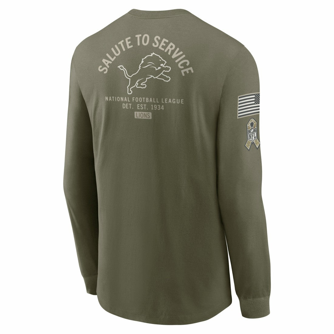 Detroit Lions 2025 Salute to Service Sideline Long Sleeve T-Shirt - Olive | Nike outlet