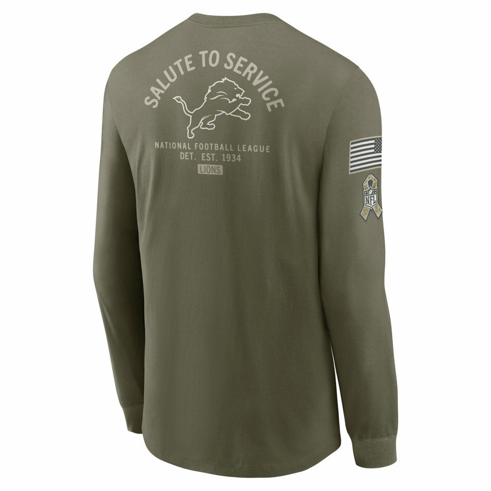 Detroit Lions 2025 Salute to Service Sideline Long Sleeve T-Shirt - Olive | Nike outlet