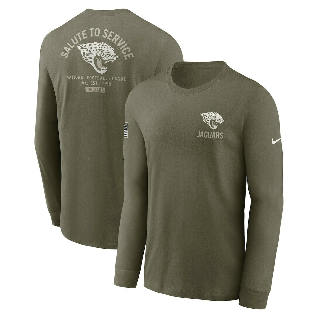 Jacksonville Jaguars 2025 Salute to Service Sideline Long Sleeve T-Shirt - Olive | Nike on sale